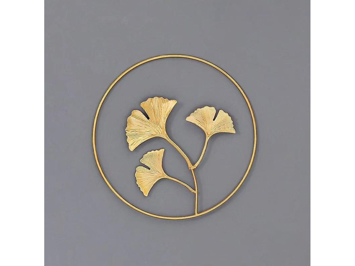 Lujosa Decoración De Pared De Metal Con Hojas De Ginkgo Y Arce Para La Sala De Estar.