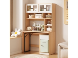 Escritorio Computadora 180 Cm - Mesa De Trabajo Con Estante Y Armario - Blanco Natural