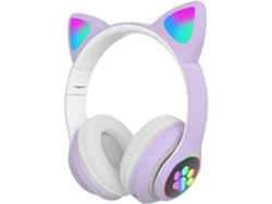 Auriculares inalámbricos para juegos con lindas luces LED con orejas de gato y cancelación de ruido