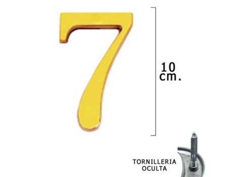 Numero Latón 7 10 cm con Tornilleria Oculta (Blister 1 Pieza) WOLFPACK