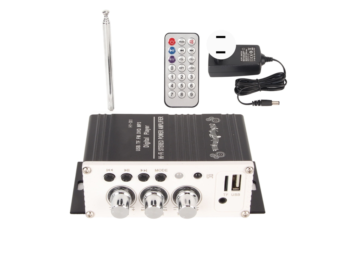 Amplificador de potencia estéreo digital HiFi de 2 canales Aetheria Mini con Bluetooth 5.0 y control remoto, 100-240 V, enchufe USB.