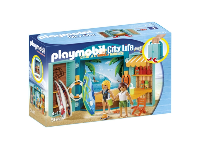 PLAYMOBIL City Life: Caja de juegos de la tienda de surf (Edad Mínima: 4)