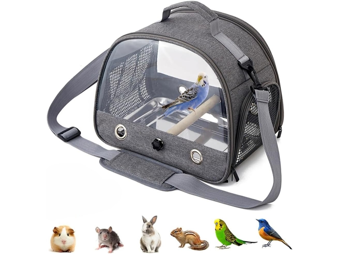 Transportín para loros Digitallab, totalmente ventilado, diseñado para viajar (gris)
