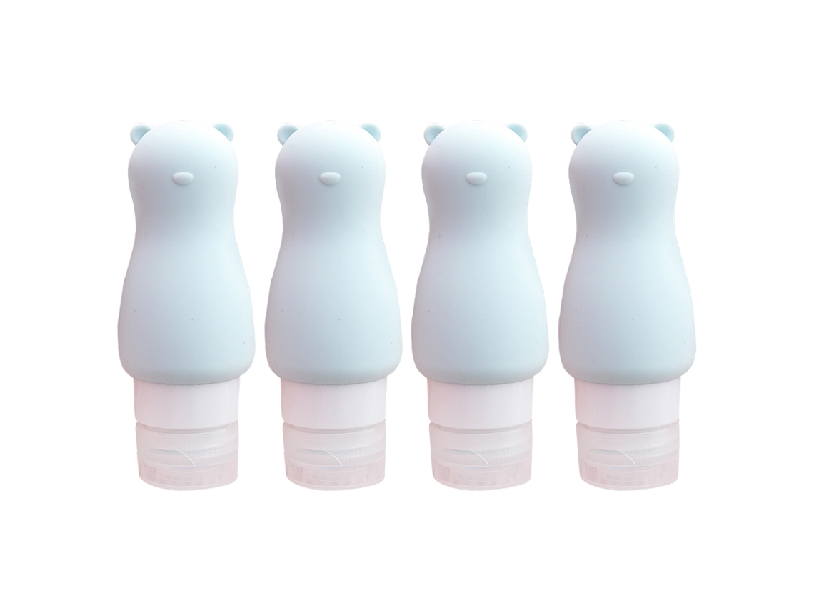 MEOIRUERY 4 piezas frascos pequeños de silicona, frascos de viaje mini con animales tiernos