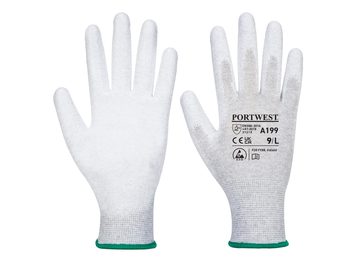 Guante Antiestático Con Palma De Pu - Protección Y Precisión Gris / Xl