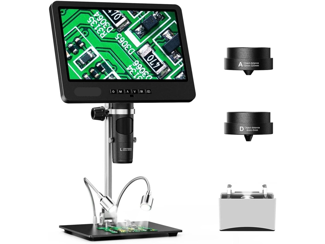 Microscopio Digital Lcd 2160p 24mp 1500x Con Kit De Lupa Para Soldadura Y Observación.