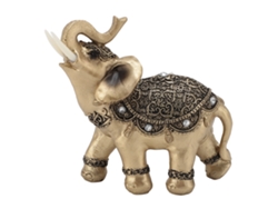 Estatua de elefante dorado de resina, símbolo de riqueza sin marcar.