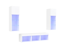 Conjunto 5 Muebles de TV de pared con LED VIDAXL madera ingeniería blanco (40 x 30 x 30 cm)