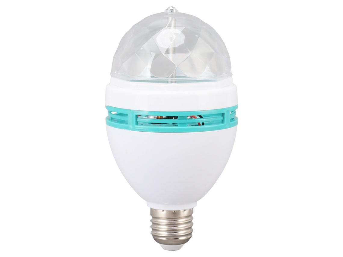 Bombilla LED estroboscópica RGB giratoria 2026 con base E26 y cambio automático para fiestas, bares y bodas. Segura y estable. 85-260V.