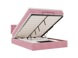 Maison Exclusive - Estructura Cama Otomana Colchón Terciopelo Rosa 140x200cm