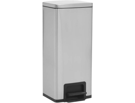 vidaXL Cubo basura con pedal antihuellas 30L acero inoxidable plateado