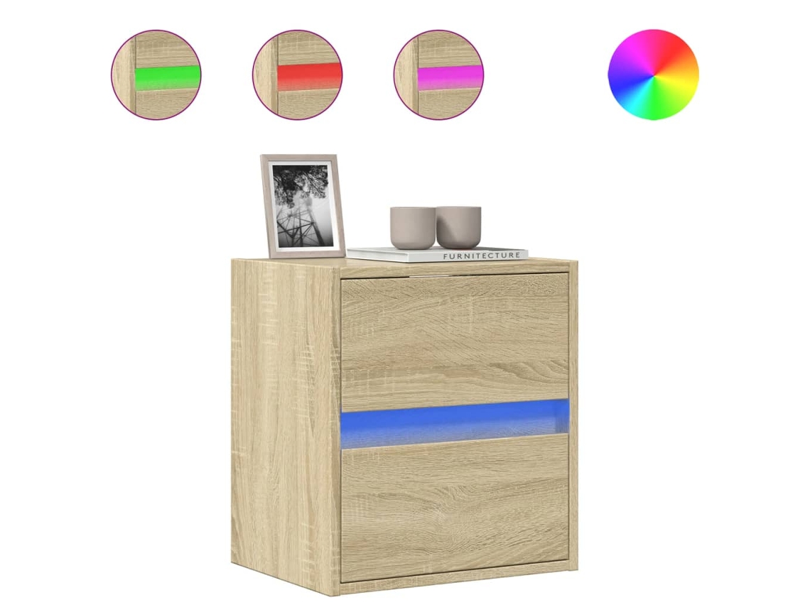 Maison Exclusive - Mueble De Tv De Pared Con Luces Led Roble Sonoma 41x31x45 Cm
