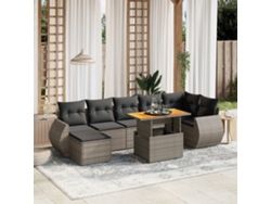 Conjunto de sofá de jardín de 8 piezas con cojines, ratán gris, DKD Home Decor