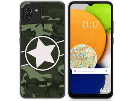 Carcasa para Samsung Galaxy A03 TUMUNDOSMARTPHONE Dibujos Camuflaje 01 Multicolor
