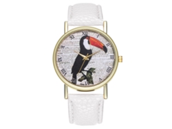Reloj De Pulsera Analógico Con Correa De Pu Para Hombre Y Mujer - Blanco