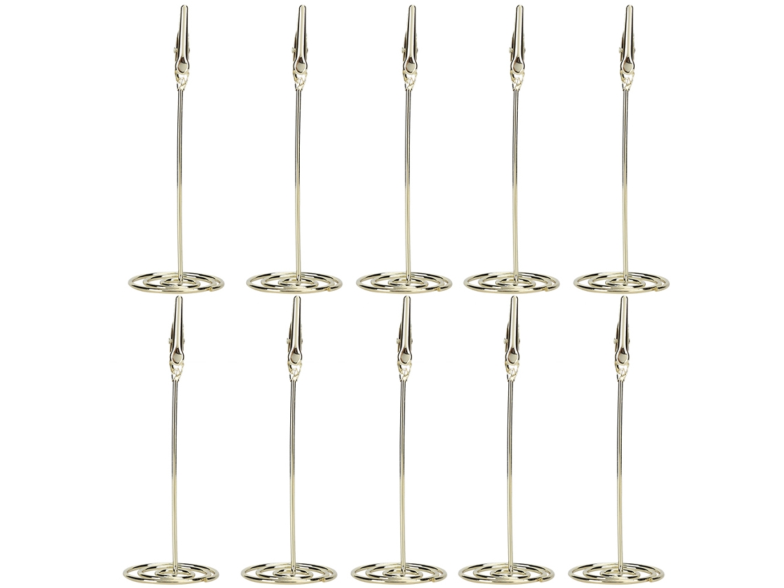 10 Piezas Clip De Mesa De Metal Oro Portatarjetas Para Fotos Y Mensajes Escritorio