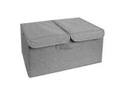Organizador De Lencería Y Calcetines Con Doble Tapa, Caja De Almacenamiento Plegable En Gris Oscuro.