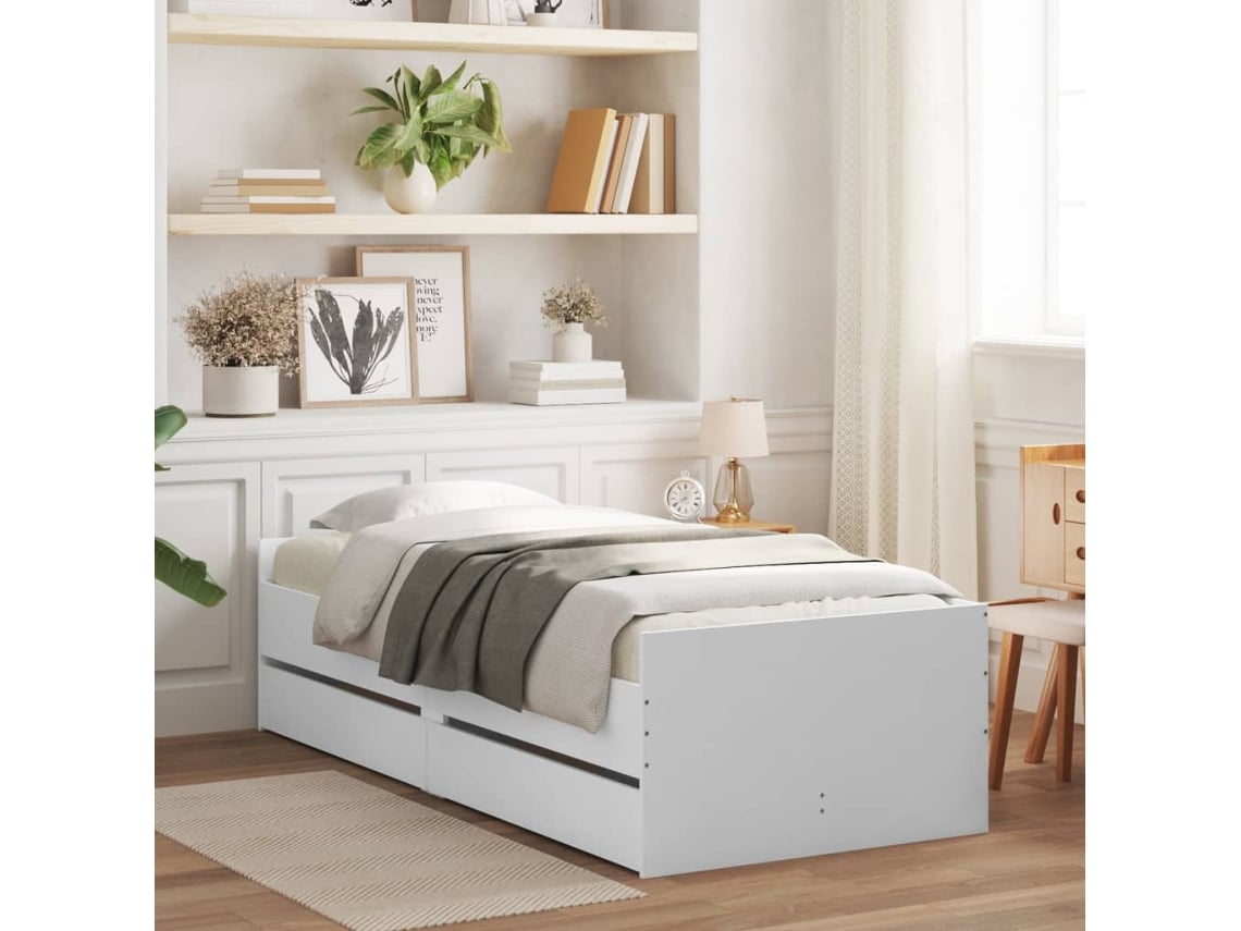 Estructura de cama con cajones blanco 100x200 cm