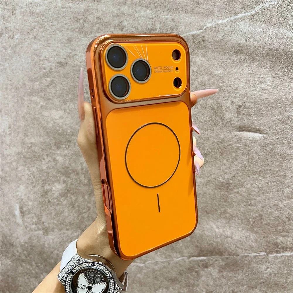 (iphone 16 Pro Max, Naranja) Funda Protectora Magnética Magsafe Para La Cámara Del Iphone, A Prueba De Golpes Y Caídas.