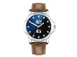 Reloj De Pulsera Para Hombre De Cuero Analógico De Cuarzo Con Dial Redondo Color Café Oscuro Negro