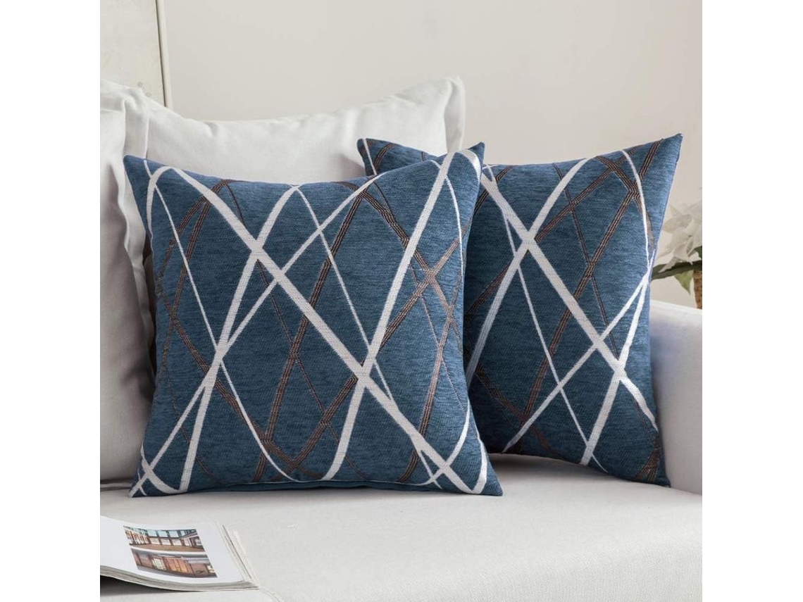 Rebe-fundas De Almohadas Decorativas Chenille Azul Pavo Real 45x45cm Para Sofá Dormitorio Coche Pack De 2