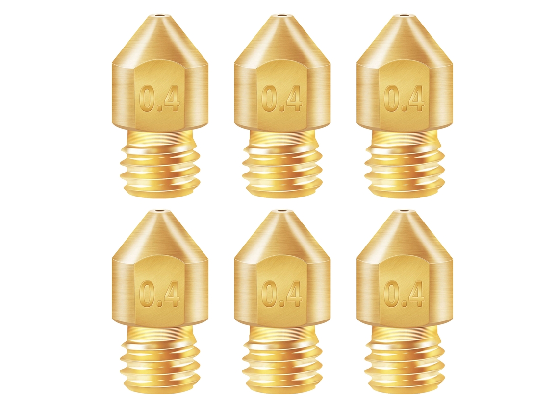 Extruder Bico De Latão/cobre Mk8 0.4mm Para Impressora 3d Creality Cr-6 Se Filamento 1.75mm 6 Peças