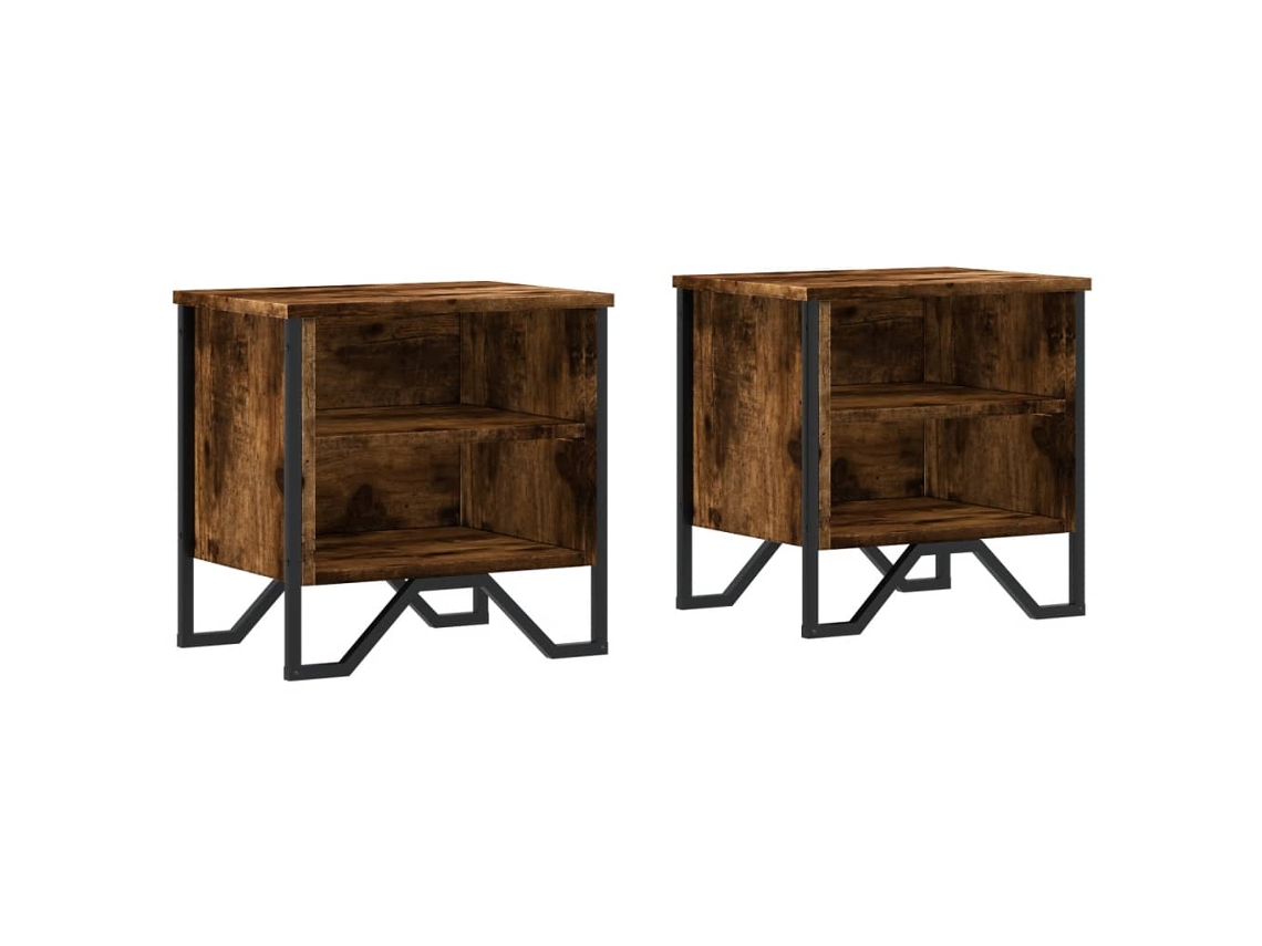 Maison Exclusive - Mesitas Noche 2 Uds Madera Ingeniería Roble Ahumado 40x30x40 Cm