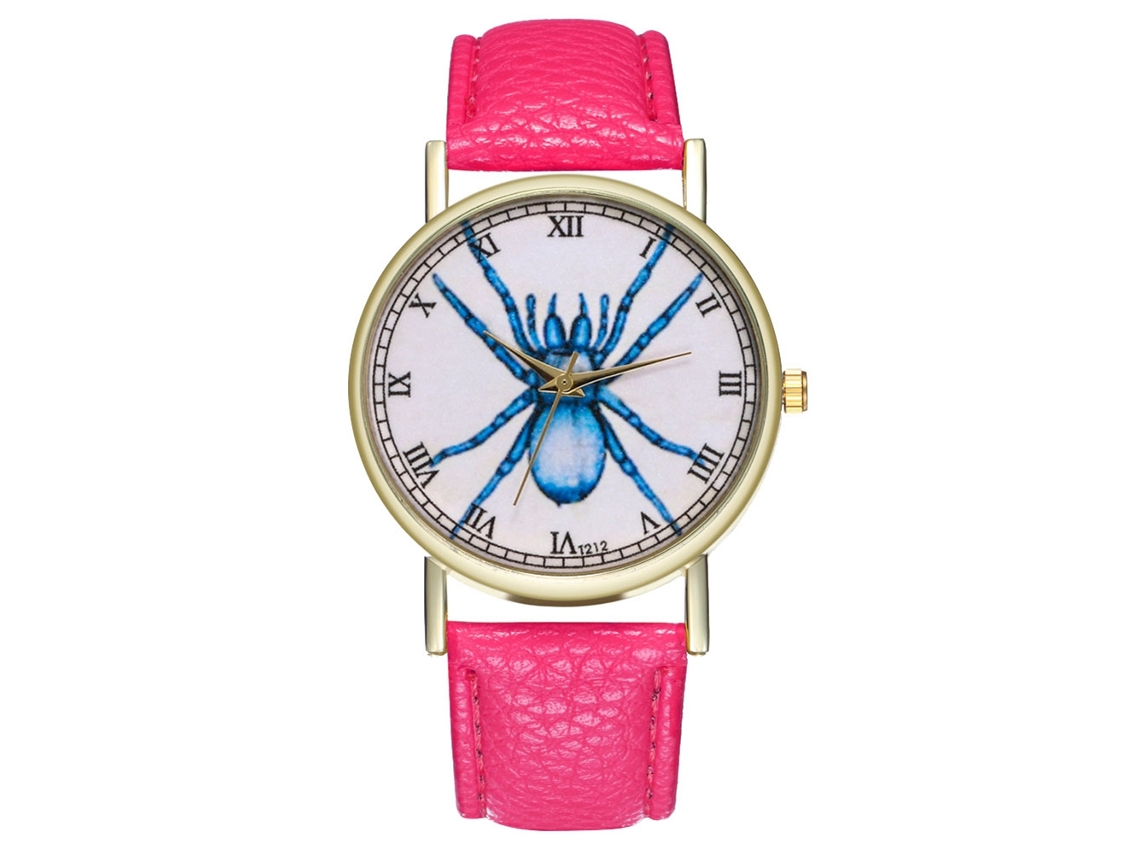 Reloj De Cuarzo Unisex Con Diseño De Insectos Moda Reloj Casual De Pulsera Regalo (rojo Rosa)