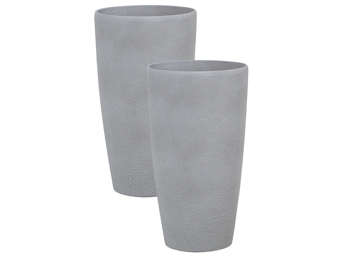 Conjunto de 2 macetas BELIANI Abdera de Mezcla de piedra Gris 31x31x58