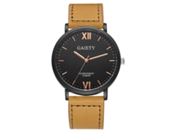 Reloj De Hombre Con Correa De Cuero Pu Moda Dial Analógico De Cuarzo Beige