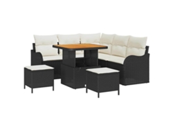 Maison Exclusive - Conjunto de sofá de jardín de 8 piezas con cojines, negro y crema.