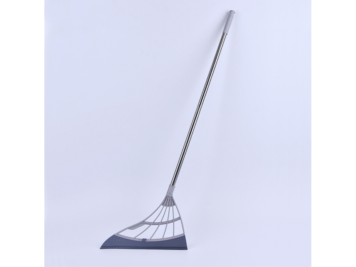 Escoba barredora con diseño desmontable, fácil de raspar, escobilla de goma compacta de silicona, barredora de pisos, gris