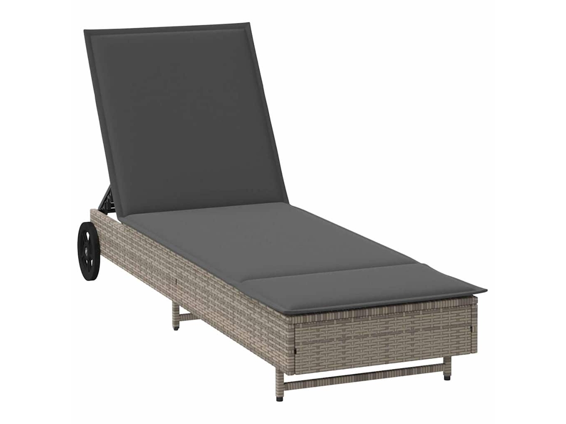 Sillón con ruedas y cojín, patas de mimbre, gris, MAISON EXCLUSIVE (sin dimensiones)