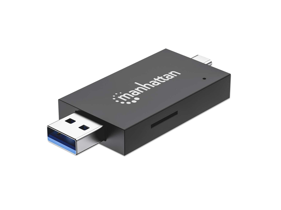Lector de tarjetas Manhattan USB 3.2 Gen 1 Tipo A/Tipo C, negro, transparente (3.1 Gen 1)
