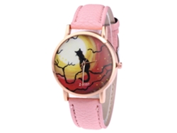 Reloj De Cuarzo Con Correa De Cuero Pu Para Unisex Con Dibujo De Gato (rosa)
