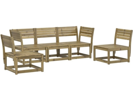 Conjunto 5 de sofás de jardín VIDAXL madera de pino impregnada