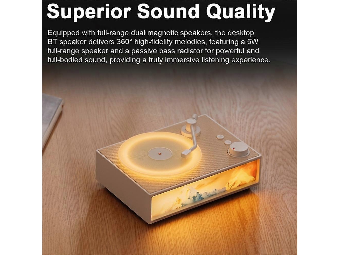Tocadiscos de sobremesa con Bluetooth, luz LED nocturna y 10 ml de aceite esencial para Yunzii