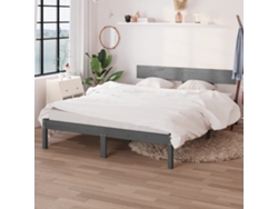 Estructura De Cama Sin Colchón Madera Maciza Gris 200x200 Cm