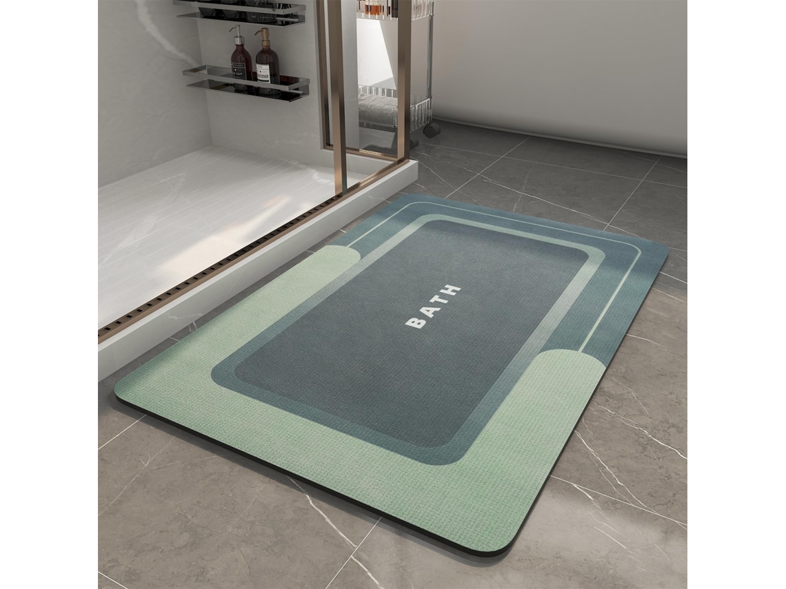 Alfombrilla De Baã±o Fina Y Antideslizante, Muy Absorbente Y De Secado Rã¡pido (verde/50x80x0.4 Cm) Gertiz