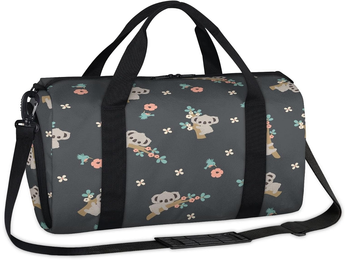 Bolso con estampado de flores de koala, 45x21x23cm, tejido de poliéster. Sin marca.