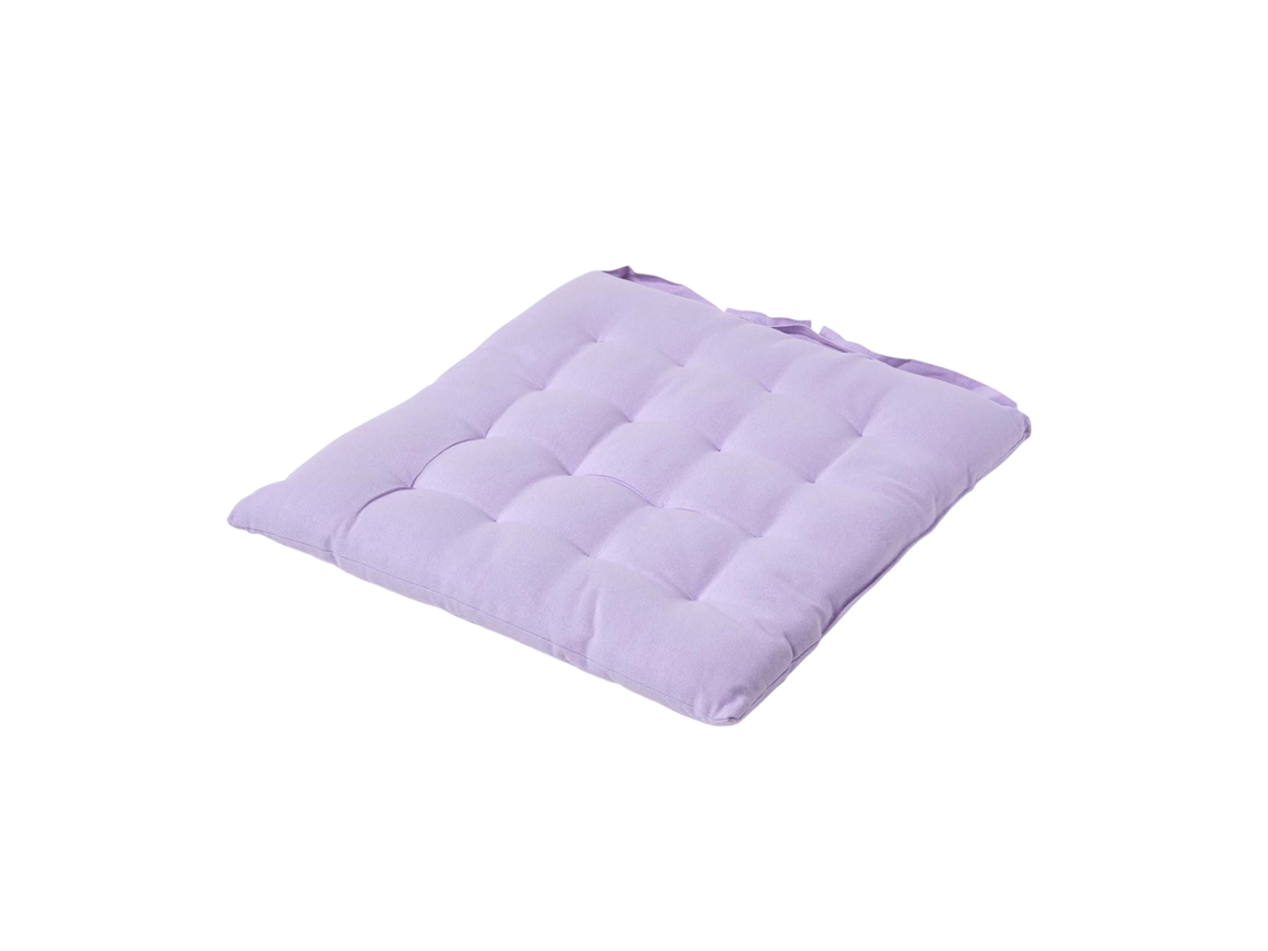 Homescapes Mauve Plain Seat Pad With Button Straps, Cotton, 40 X 40 Cm