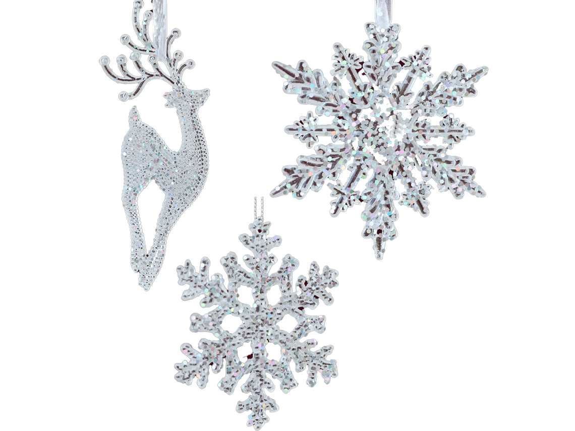 Adornos de copo de nieve, decoración de árbol transparente KOFIHETY