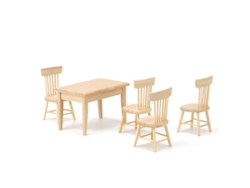 Juego De Mesa Y Sillas En Miniatura Para Casa De Muñecas A Escala 1:12, Accesorio De Juguete De Madera.