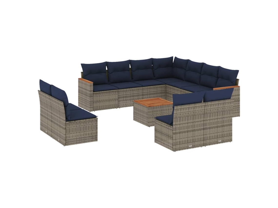 Maison Exclusive - Conjunto De Sofá De Jardín De 12 Piezas Con Cojines, Poliratán Gris