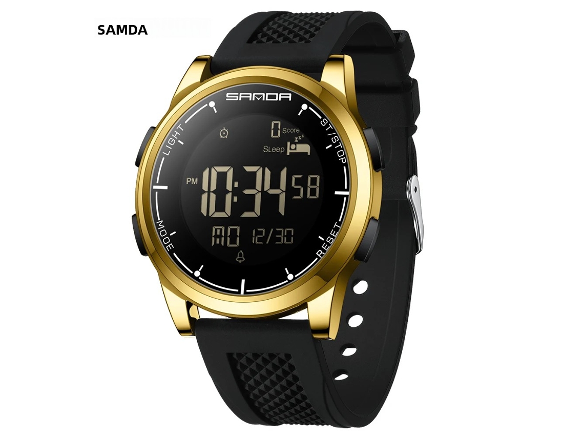 Reloj deportivo electrónico de cuarzo con LED, contador de calorías, podómetro y monitor de sueño.