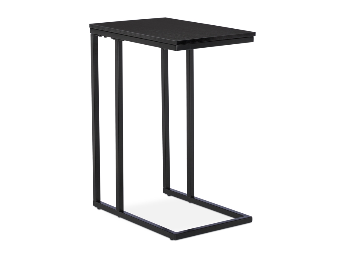 Mesa De Apoio Relaxdays, Mesa Angular Em C, Ideal Para Sofá E Cama, Metal E Madeira, Hbt: 59,5 X 30 X 45 Cm, Preta