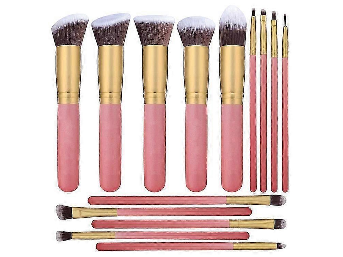 Rosewell - Juego de 14 brochas de maquillaje rosas para rostro y ojos