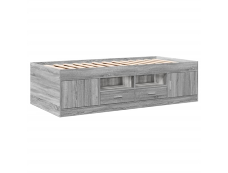 Tumbona con cajones madera ingeniería gris Sonoma VIDAXL (90 x 200 cm)