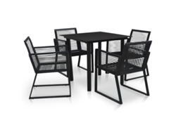 Conjunto 5 de comedor de jardín VIDAXL ratán PVC negro