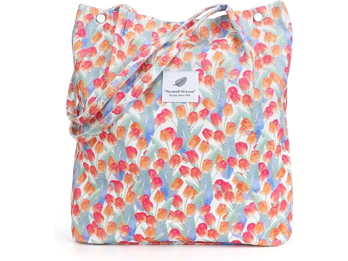 Bolso de pana para mujer, gran capacidad, reutilizable, con bolsillo interior, bolso de hombro adecuado para secadora de ropa.